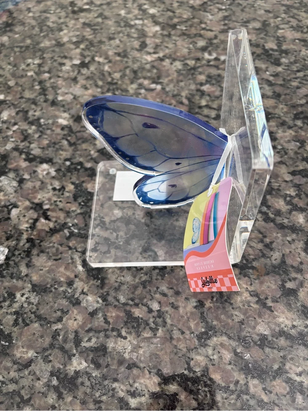 Jubilee Blue Acrylic Butterfly Bookend